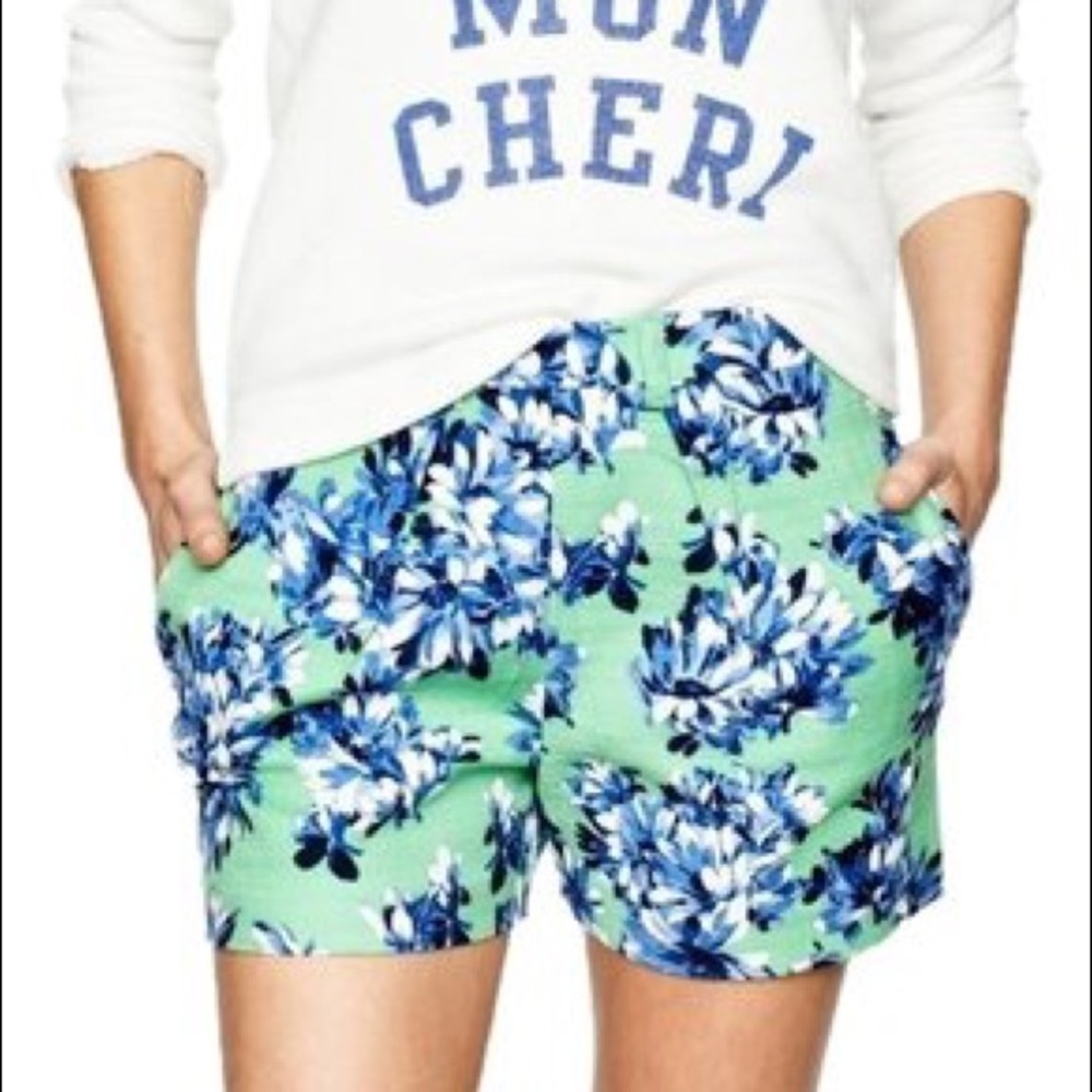 J.Crew High Rise Green Floral Short